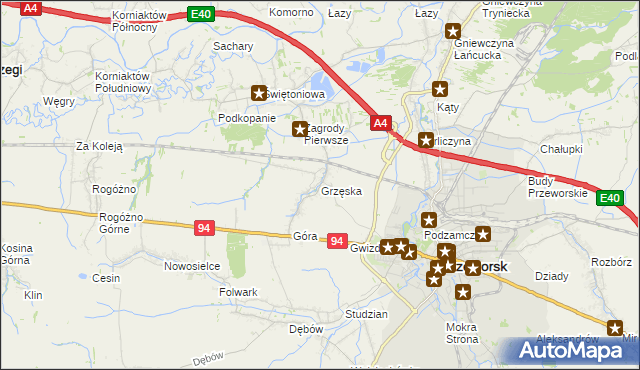 mapa Grzęska, Grzęska na mapie Targeo