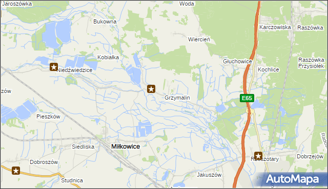 mapa Grzymalin, Grzymalin na mapie Targeo