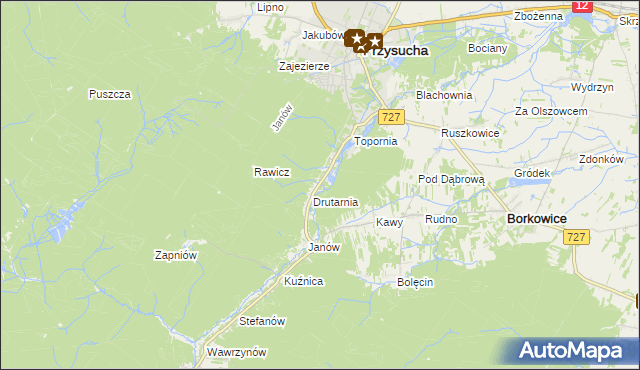 mapa Gwarek, Gwarek na mapie Targeo