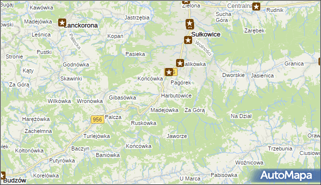 mapa Harbutowice gmina Sułkowice, Harbutowice gmina Sułkowice na mapie Targeo
