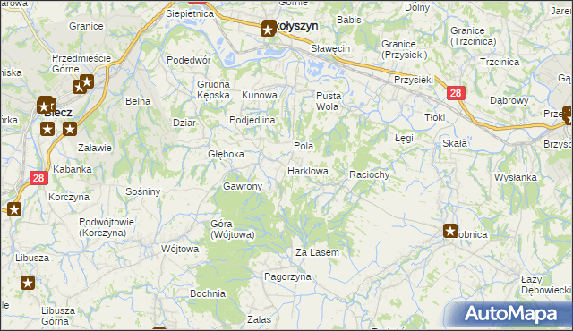 mapa Harklowa gmina Skołyszyn, Harklowa gmina Skołyszyn na mapie Targeo