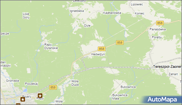 mapa Hedwiżyn, Hedwiżyn na mapie Targeo