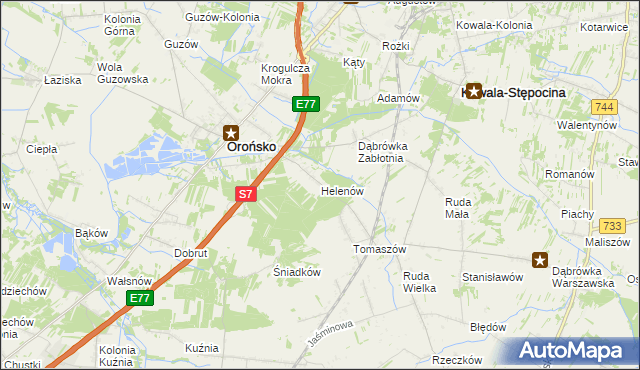 mapa Helenów gmina Orońsko, Helenów gmina Orońsko na mapie Targeo