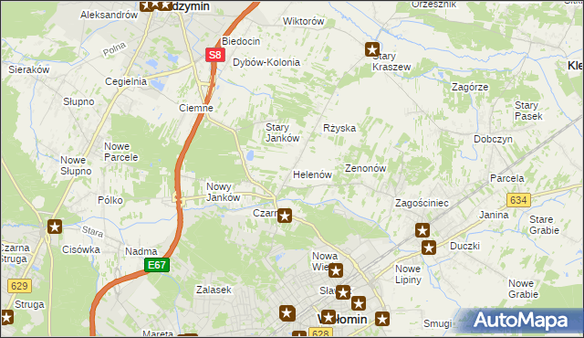 mapa Helenów gmina Wołomin, Helenów gmina Wołomin na mapie Targeo