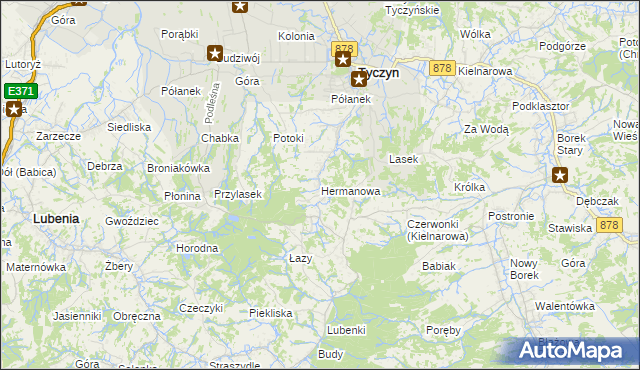 mapa Hermanowa, Hermanowa na mapie Targeo