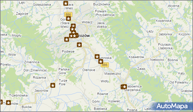 mapa Humniska, Humniska na mapie Targeo