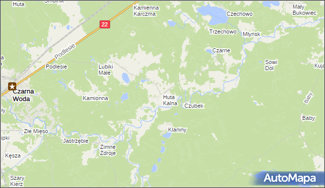 mapa Huta Kalna, Huta Kalna na mapie Targeo