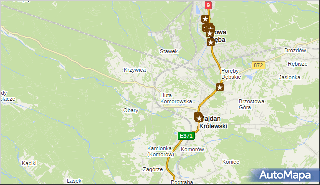 mapa Huta Komorowska, Huta Komorowska na mapie Targeo