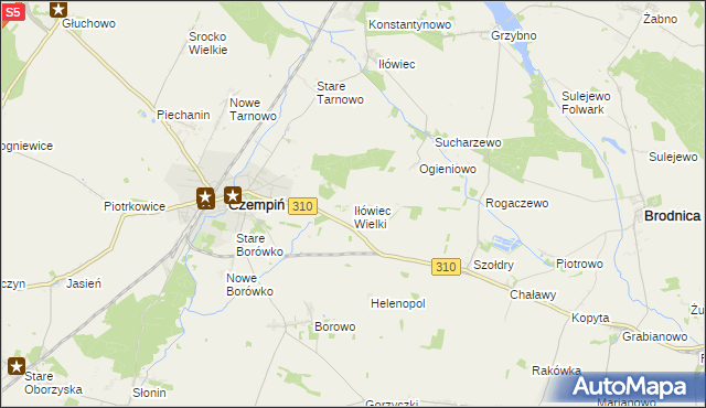 mapa Iłówiec Wielki, Iłówiec Wielki na mapie Targeo