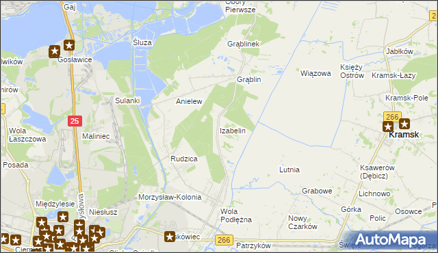 mapa Izabelin gmina Kramsk, Izabelin gmina Kramsk na mapie Targeo