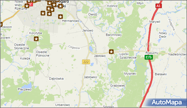 mapa Jabłowo, Jabłowo na mapie Targeo