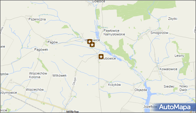 mapa Jakubowice gmina Wilków, Jakubowice gmina Wilków na mapie Targeo