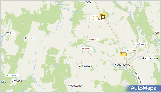 mapa Janowice gmina Nowa Wieś Lęborska, Janowice gmina Nowa Wieś Lęborska na mapie Targeo