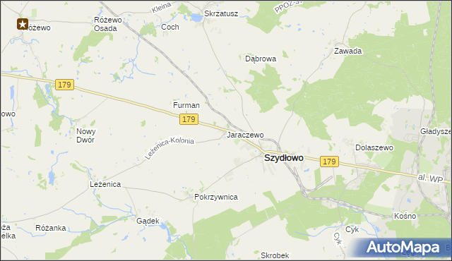 mapa Jaraczewo gmina Szydłowo, Jaraczewo gmina Szydłowo na mapie Targeo