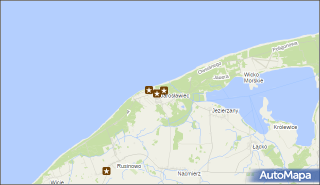 mapa Jarosławiec gmina Postomino, Jarosławiec gmina Postomino na mapie Targeo