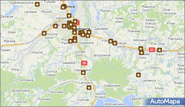 mapa Jaroszowice, Jaroszowice na mapie Targeo