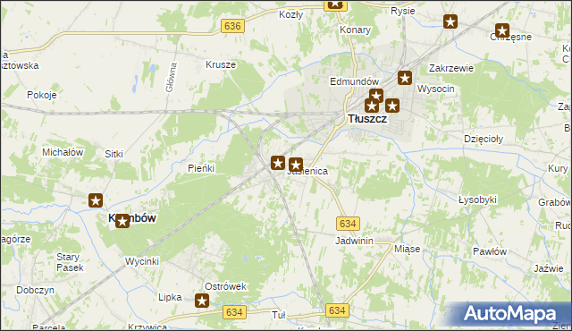 mapa Jasienica gmina Tłuszcz, Jasienica gmina Tłuszcz na mapie Targeo