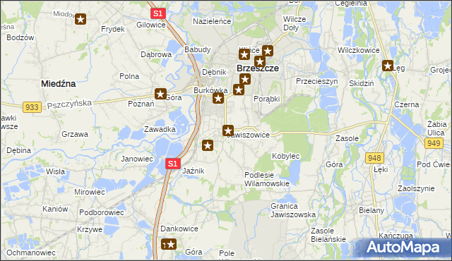 mapa Jawiszowice, Jawiszowice na mapie Targeo