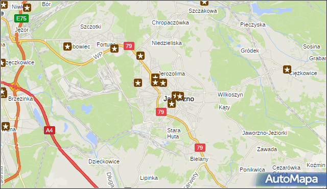 mapa Jaworzno, Jaworzno na mapie Targeo