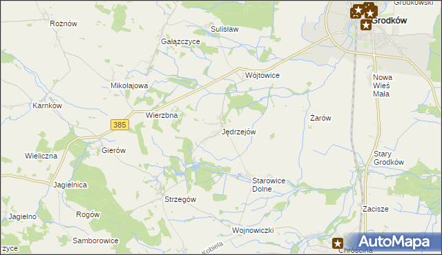 mapa Jędrzejów gmina Grodków, Jędrzejów gmina Grodków na mapie Targeo
