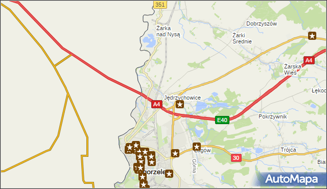 mapa Jędrzychowice gmina Zgorzelec, Jędrzychowice gmina Zgorzelec na mapie Targeo