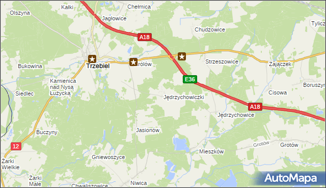 mapa Jędrzychowiczki, Jędrzychowiczki na mapie Targeo