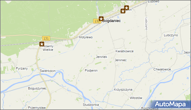 mapa Jeninek, Jeninek na mapie Targeo