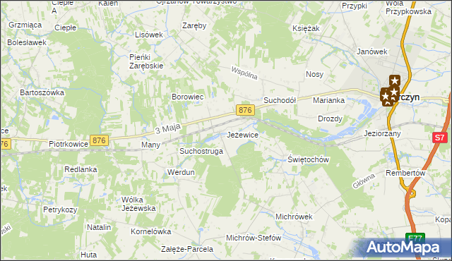 mapa Jeżewice gmina Tarczyn, Jeżewice gmina Tarczyn na mapie Targeo