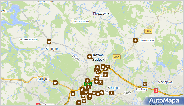 mapa Jeżów Sudecki, Jeżów Sudecki na mapie Targeo