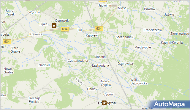 mapa Józefin gmina Poświętne, Józefin gmina Poświętne na mapie Targeo