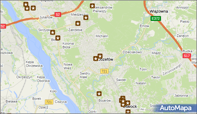 mapa Józefów powiat otwocki, Józefów powiat otwocki na mapie Targeo