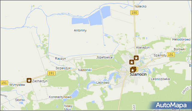 mapa Józefowice gmina Szamocin, Józefowice gmina Szamocin na mapie Targeo