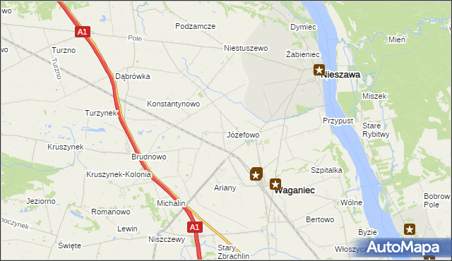 mapa Józefowo gmina Waganiec, Józefowo gmina Waganiec na mapie Targeo