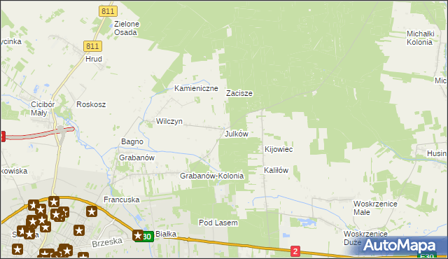 mapa Julków gmina Biała Podlaska, Julków gmina Biała Podlaska na mapie Targeo