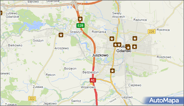 mapa Juszkowo, Juszkowo na mapie Targeo