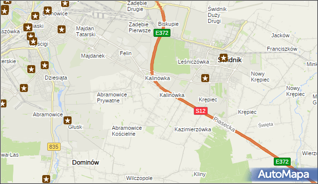 mapa Kalinówka gmina Głusk, Kalinówka gmina Głusk na mapie Targeo