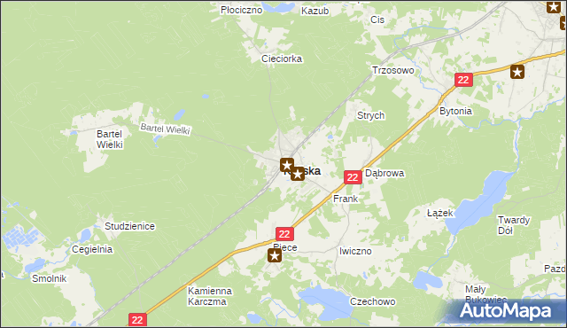 mapa Kaliska powiat starogardzki, Kaliska powiat starogardzki na mapie Targeo