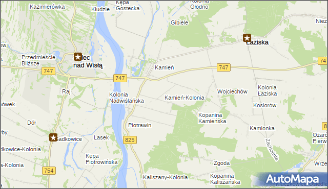 mapa Kamień-Kolonia gmina Łaziska, Kamień-Kolonia gmina Łaziska na mapie Targeo