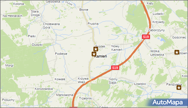 mapa Kamień powiat rzeszowski, Kamień powiat rzeszowski na mapie Targeo