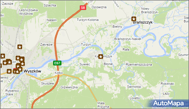 mapa Kamieńczyk gmina Wyszków, Kamieńczyk gmina Wyszków na mapie Targeo