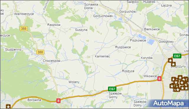 mapa Kamieniec gmina Kłodzko, Kamieniec gmina Kłodzko na mapie Targeo