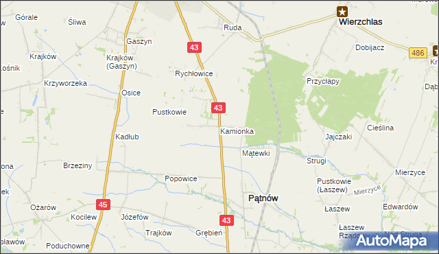 mapa Kamionka gmina Pątnów, Kamionka gmina Pątnów na mapie Targeo