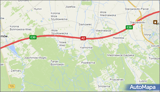 mapa Kamionka gmina Wiskitki, Kamionka gmina Wiskitki na mapie Targeo