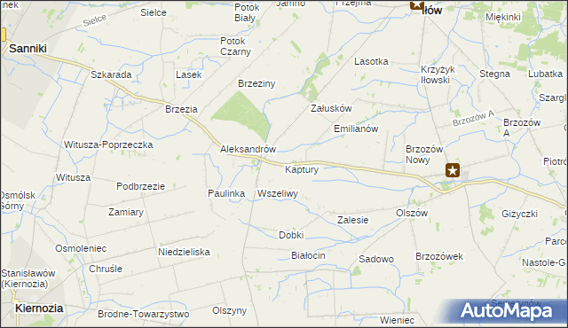 mapa Kaptury gmina Iłów, Kaptury gmina Iłów na mapie Targeo