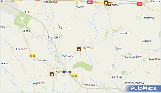 mapa Karczewo gmina Kamieniec, Karczewo gmina Kamieniec na mapie Targeo