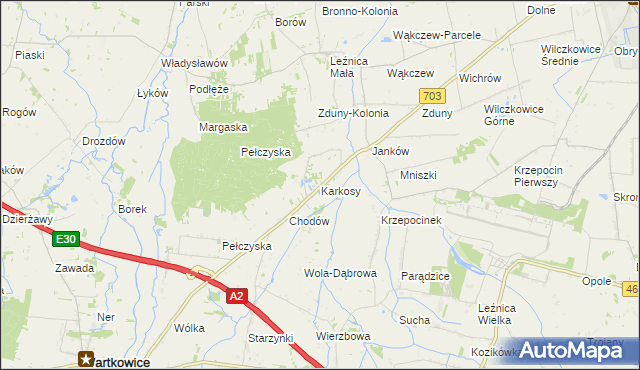 mapa Karkosy, Karkosy na mapie Targeo