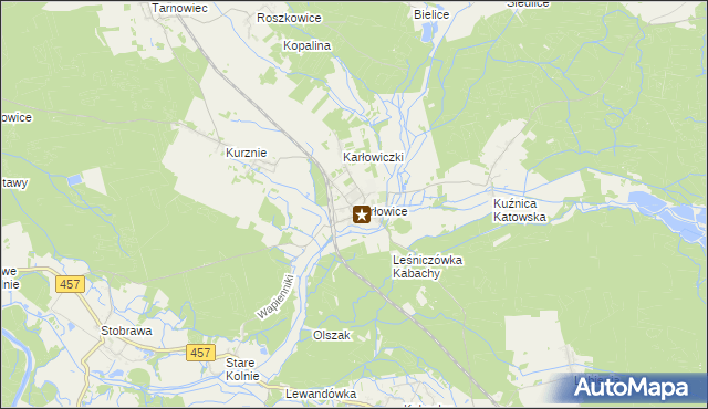 mapa Karłowice gmina Popielów, Karłowice gmina Popielów na mapie Targeo