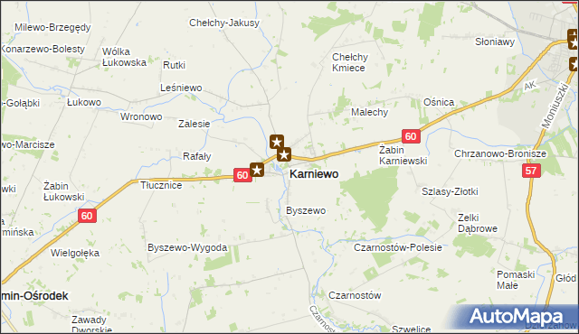 mapa Karniewo powiat makowski, Karniewo powiat makowski na mapie Targeo