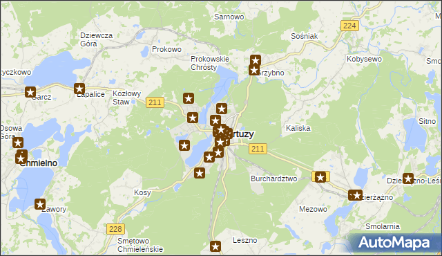 mapa Kartuzy, Kartuzy na mapie Targeo