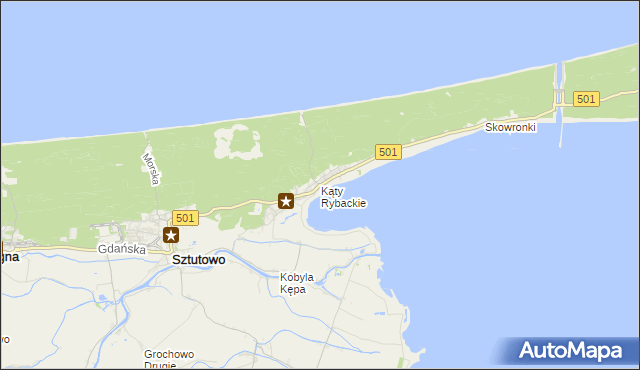 mapa Kąty Rybackie, Kąty Rybackie na mapie Targeo